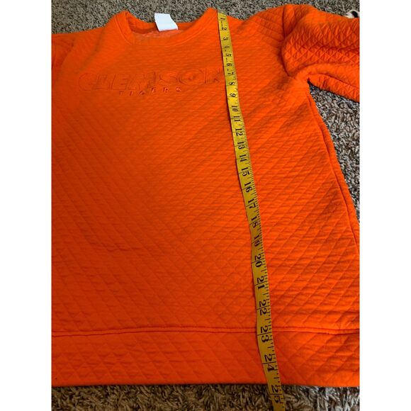 Champion Clemson Tigers Quilted Orange Crewneck Long Sleeve Shirt Womens Sz S - Picture 9 of 11
